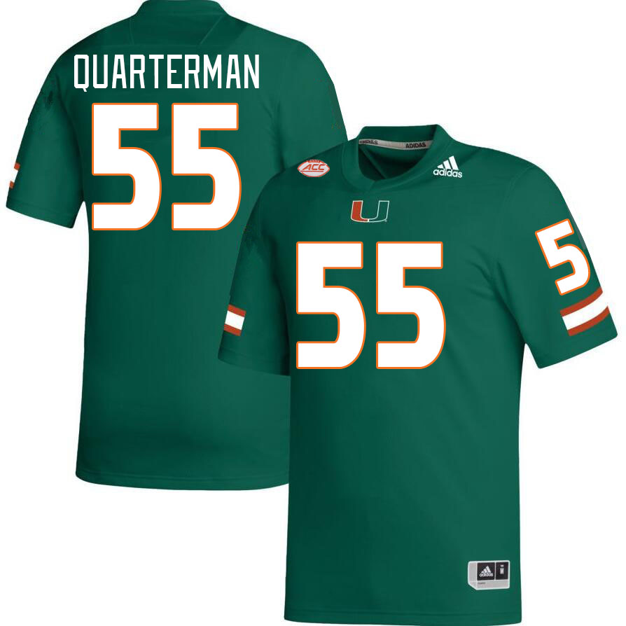 #55 Shaq Quarterman Miami Hurricanes Jerseys Football Stitched-Green
